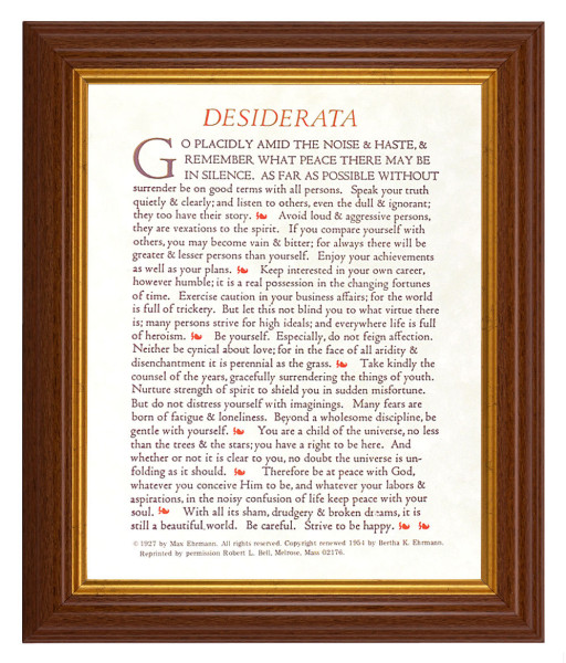 Desiderata Poem 8x10 Textured Artboard Dark Walnut Frame - #112 Frame