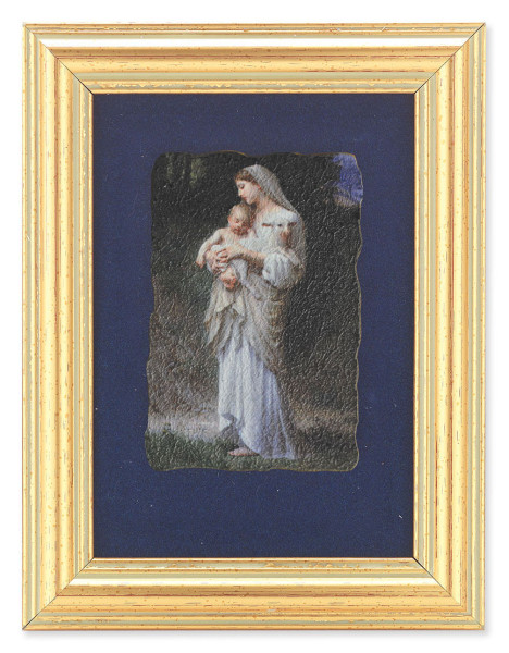 Divine Innocence 5x6.5 Velvet Back Gold Frame - Blue