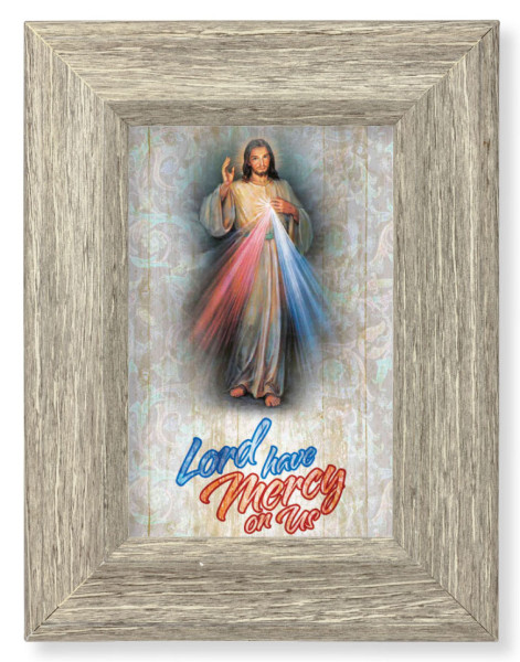 Divine Mercy House Blessing 8x6 Gray Oak Frame - Gray