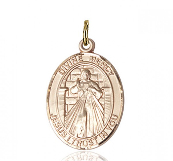 Oval Divine Mercy Medal - 14K Solid Gold