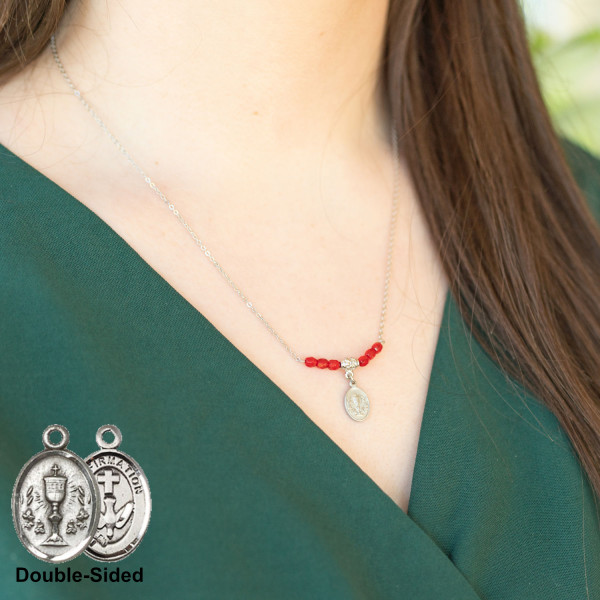 Double-Sided Confirmation and Communion Pendant - Silver-tone