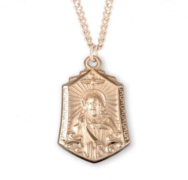 Dove and Scapular Medal Gold Plated Sterling Silver Necklace - Gold