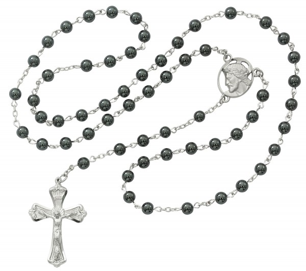 Ecce Homo Hematite Rosary - Black