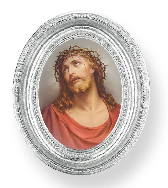Ecce Homo Small 4.5 Inch Oval Framed Print - Silver
