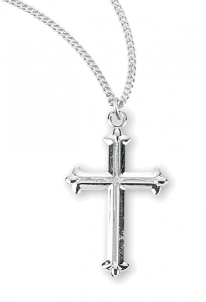 Fleur De Lis Tipped Sterling Silver Cross Necklace - Sterling Silver