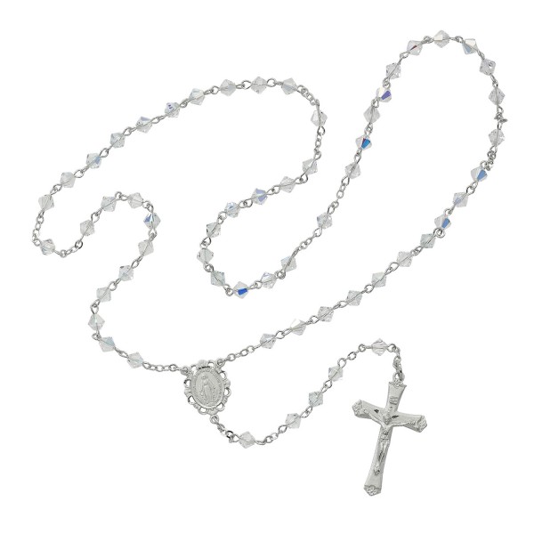 Fluted Crystal Swarovski Bead Rosary - Crystal
