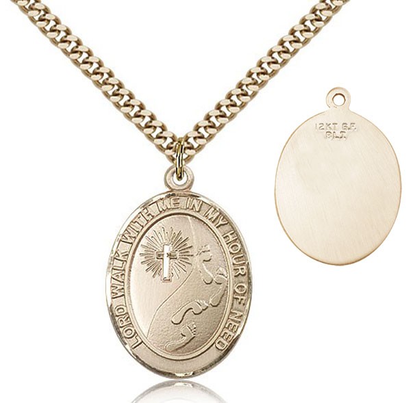 Footprints In The Sand Cross Pendant - 14KT Gold Filled