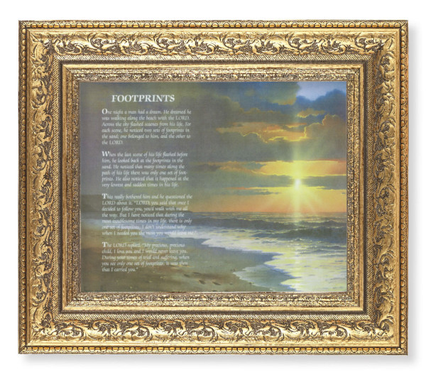 Footprints Landscape 8x10 Framed Print Under Glass - #115 Frame