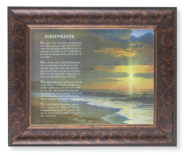 Footprints Landscape 8x10 Framed Print Under Glass - #124 Frame