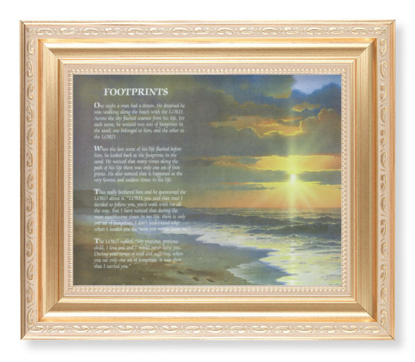 Footprints Landscape 8x10 Framed Print Under Glass - #138 Frame