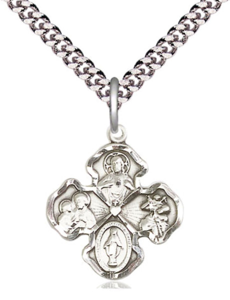 Four Way Scapular Medal  - Sterling Silver