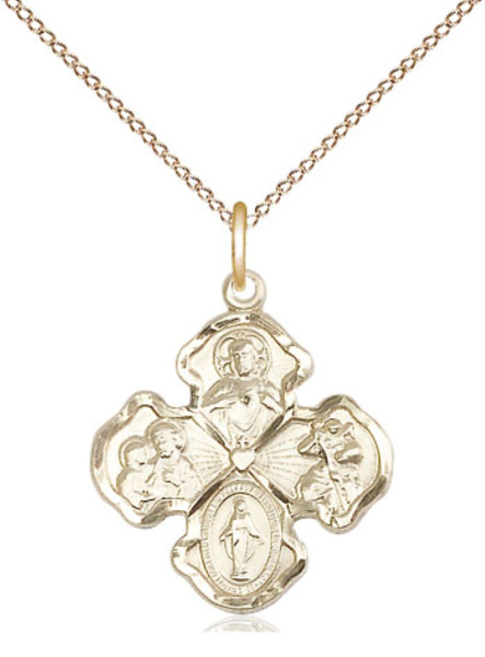 Four Way Scapular Medal  - Gold Filled
