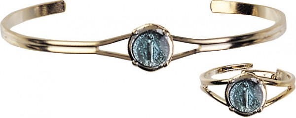 Girls Miraculous Bracelet and Ring Set Silver or Gold Plated - Gold
