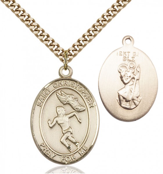 Women's St. Christopher Track and Field Medal - 14KT Gold Filled