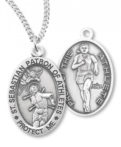 Women's St. Sebastian Cross Country and Track Medal Sterling Silver - Sterling Silver
