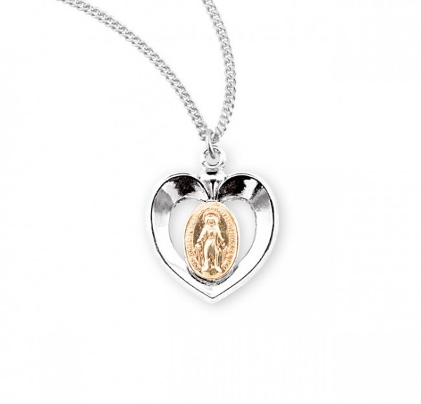 Girl's Two-Tone Miraculous Heart Necklace - Sterling Silver