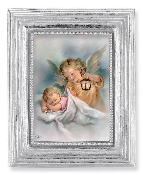 Guardian Angel with Lantern 2.5x3.5 Print Under Glass - Silver