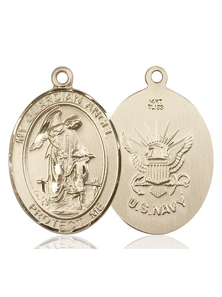 Guardian Angel Navy Medal - 14K Solid Gold
