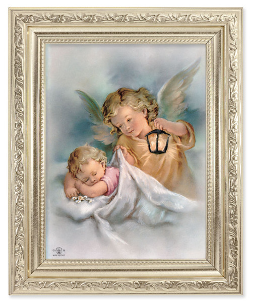 Guardian Angels with Lantern and Baby Girl 6x8 Print Under Glass - #163 Frame