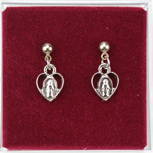 Heart Shaped Open-Cut Miraculous Earrings - Silver tone