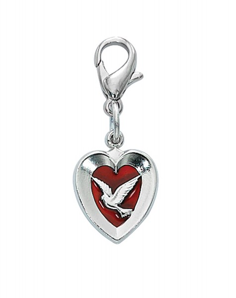 Holy Spirit Red Enamel Medal Clip On - Red
