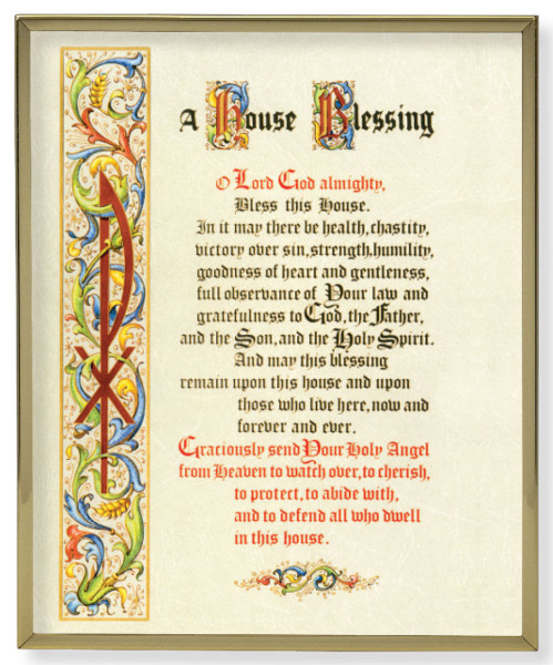 House Blessing 8x10 Gold Trim Plaque - Full Color