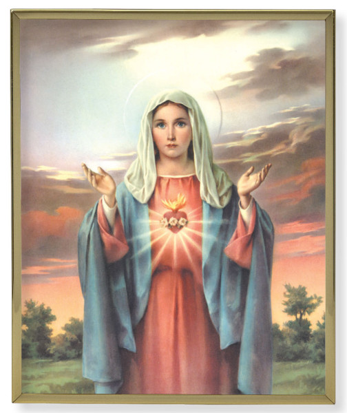 Immaculate Heart of Mary 8x10 Gold Trim Plaque - Full Color