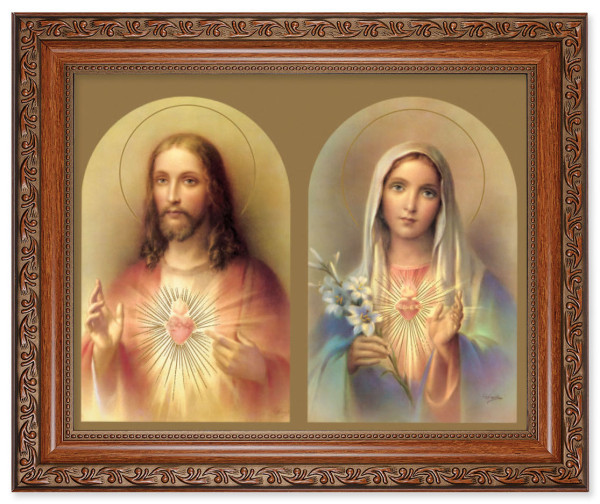 Immaculate Heart and Sacred Heart 8x10 Framed Print Under Glass - #161 Frame