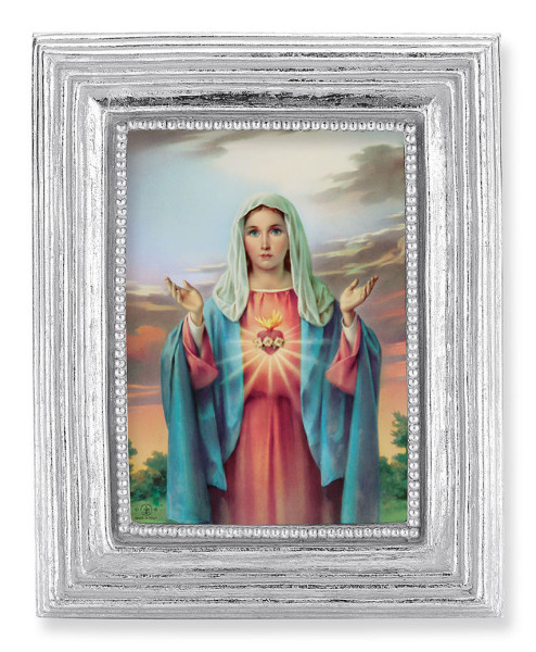 Immaculate Heart of Mary by Bonella 2.5x3.5 Print Under Glass - Silver