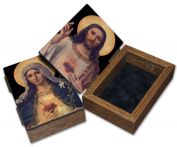 Immaculate Heart Sacred Heart Keepsake Box - Brown
