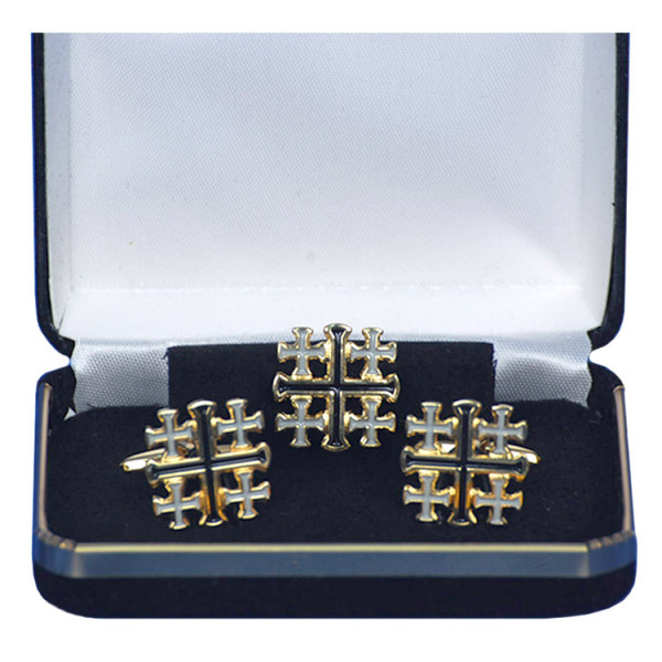 Jerusalem Cross Cufflink Set - Gold Tone