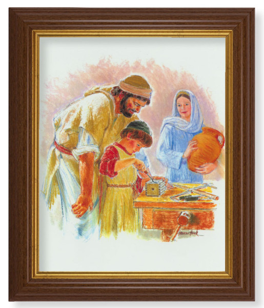 Jesus the Carpenter by Hook 8x10 Textured Artboard Dark Walnut Frame - #112 Frame