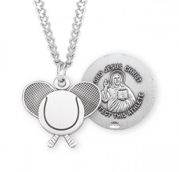Jesus Christ Tennis Medal Sterling Silver - Sterling Silver
