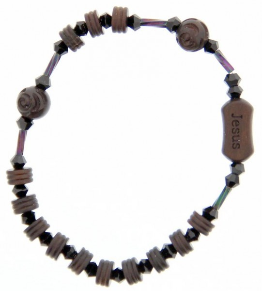 Jujube Wood Brown and Black Rosary Bracelet - 6mm - Brown | Black