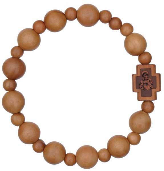 Jujube Wood Rosary Bracelet - 10mm - Light Brown