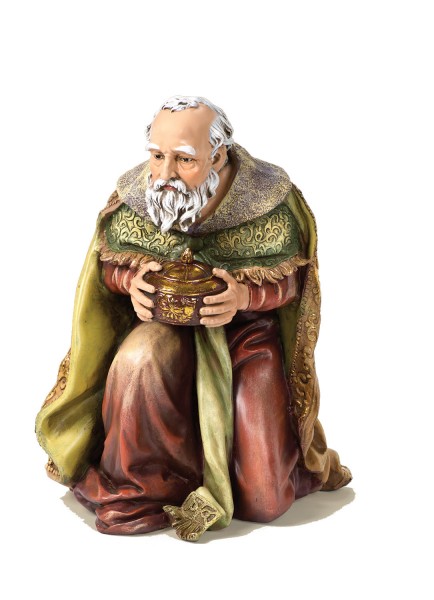 Kneeling Wise Man Statue 17&quot; H for Color 27&quot; Scale Nativity Set - Multi-Color