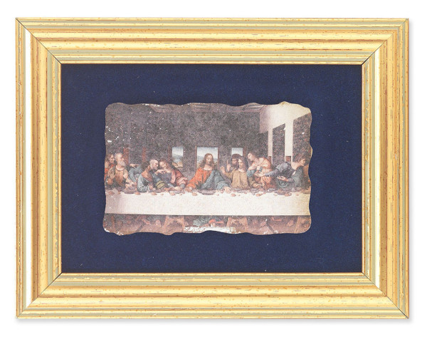 Last Supper 5x6.5 Velvet Back Gold Frame - Blue