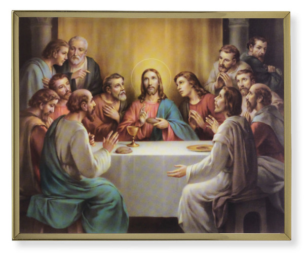 Last Supper Gold Trim Plaque - 2 Sizes - Full Color