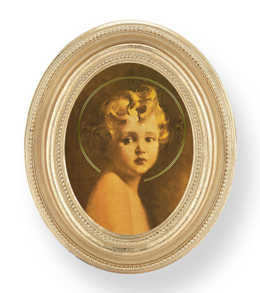 Light of the World Small 4.5 Inch Oval Framed Print - Gold