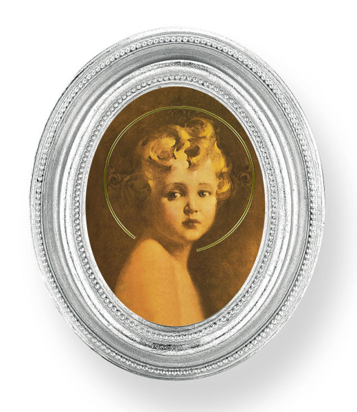 Light of the World Small 4.5 Inch Oval Framed Print - Silver