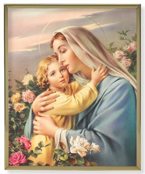Madonna &amp; Child 8x10 Gold Trim Plaque - Full Color