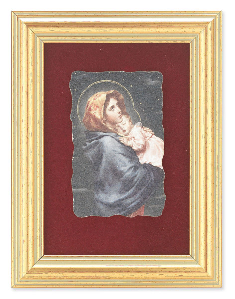 Madonna of the Streets 5x6.5 Velvet Back Gold Frame - Red