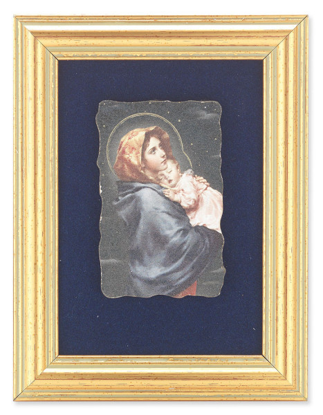 Madonna of the Streets 5x6.5 Velvet Back Gold Frame - Blue