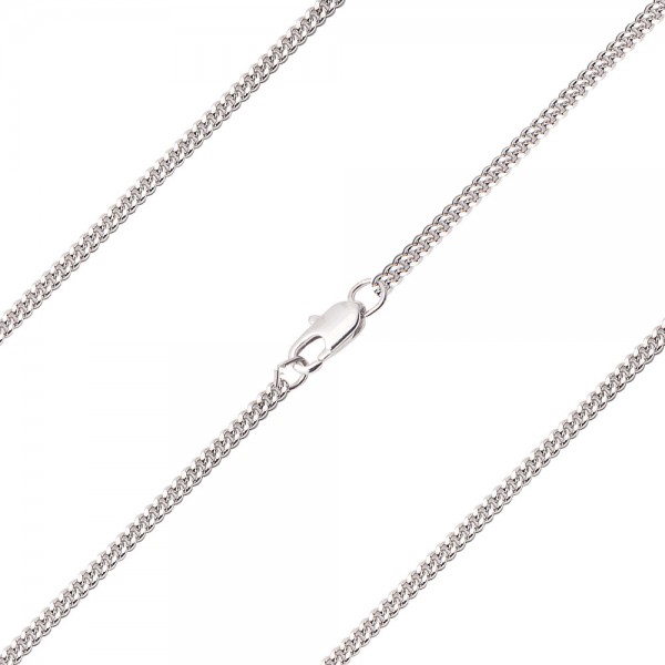 Medium Curb Chain w. Clasp Various Sizes Metals - Rhodium Plated