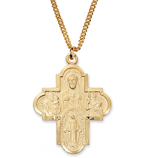 Men's Four-Way Gold Over Sterling Silver Medal - Gold Tone