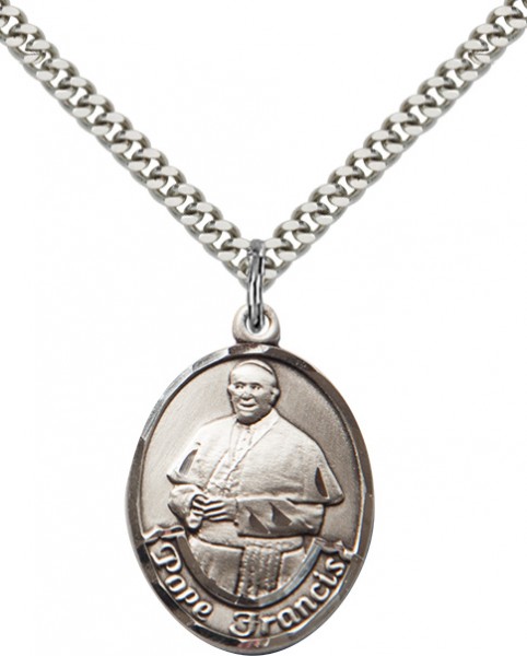 Men's Oval Pope Francis Pendant - Sterling Silver