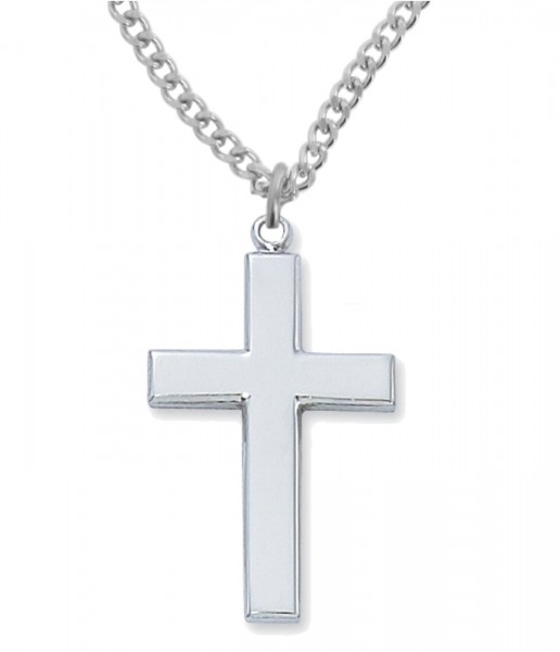 Men's Plain High Polish Sterling Silver Cross Pendant - Silver