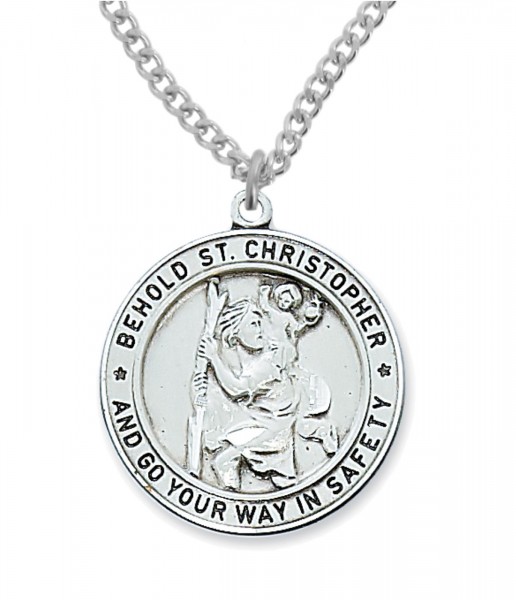 Men's Round St. Christopher Medal - Silver