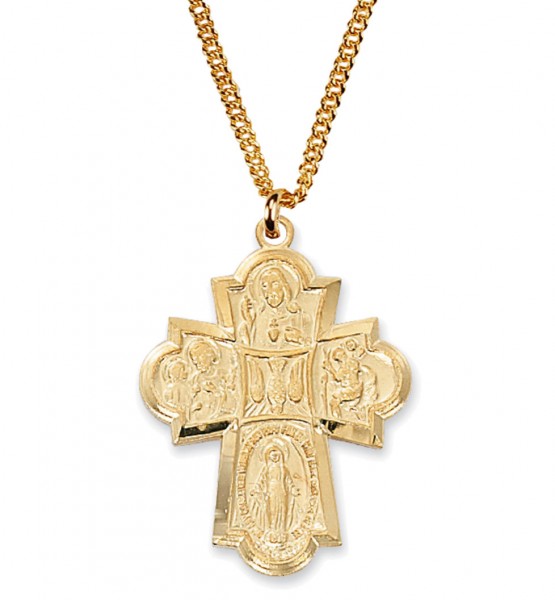 Men's Wide Tip Four-Way Medal Goldtone - Gold Tone