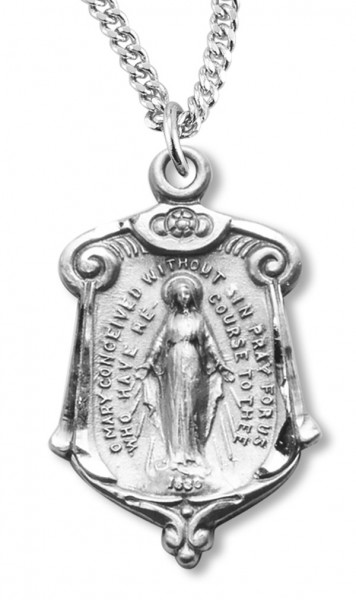 Miraculous Pendant in Elegant Shield Pendant - Sterling Silver